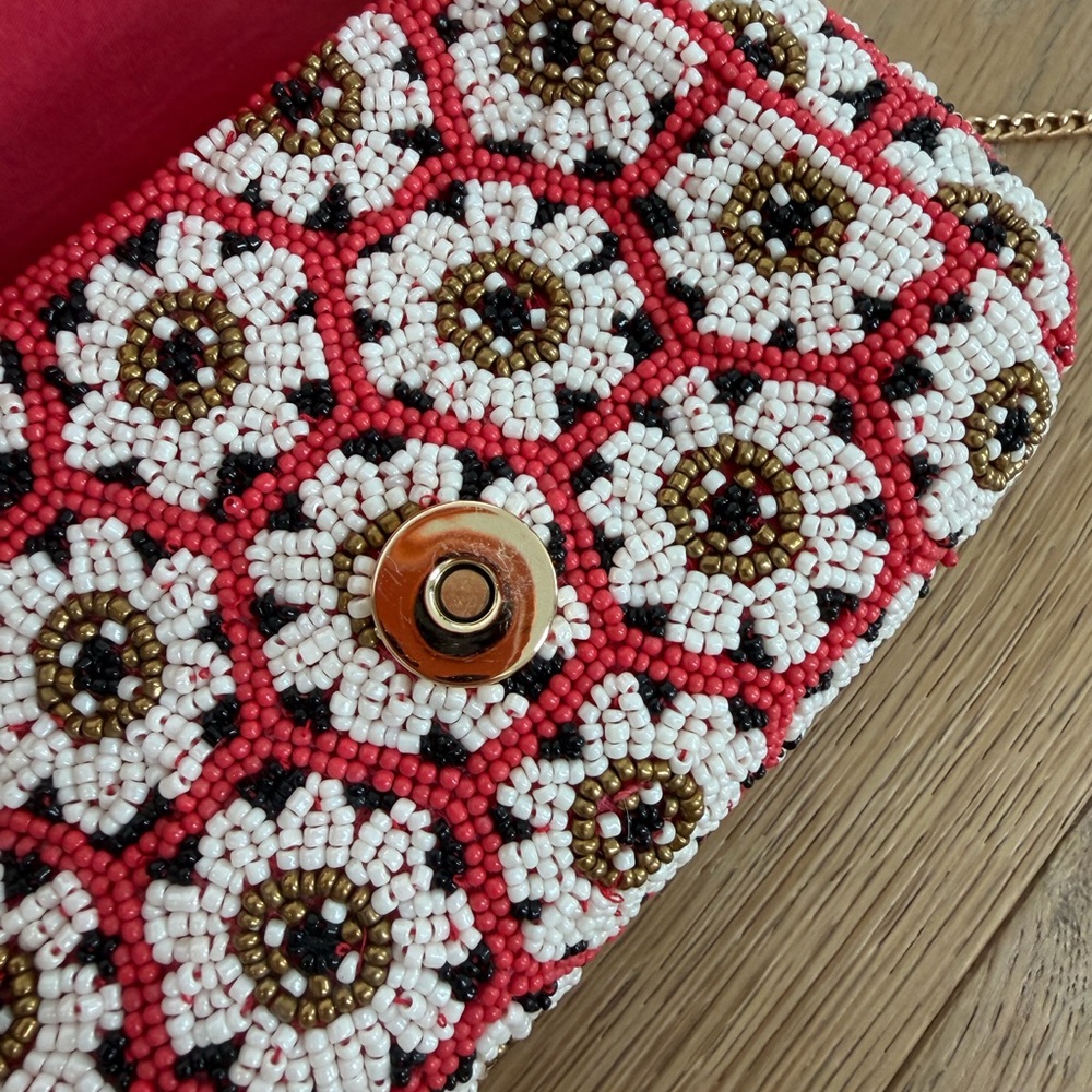 Anthropologie Beaded Floral Crossbody Bag / Clutch - Picture 6 of 13